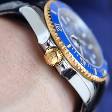 SUBMARINER DATE 40 STEEL CASE GOLD BLUE CERAMIC LEATHER