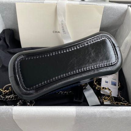 CC GABRIELLE MINI 20 HOBO BAG IN MIDNIGHT BLUE MIX BLACK CALFSKIN