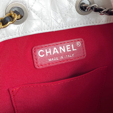 CC GRABRIELLE SMALL 24 BACKPACK IN WHITE MIX BLACK CALFSKIN