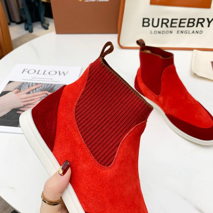 LP CHARMS ANKLE BOOTS RED ORANGE CASHMERE FABRIC