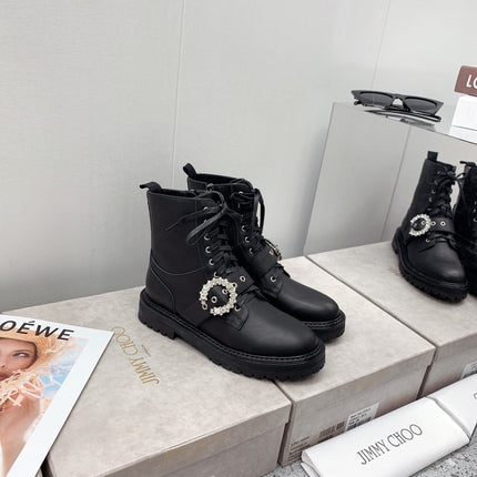 JIMMY CHOO 26S ANKLE BOOTS IN BLACK CALFSKIN WITH BUCKLE STRAP
