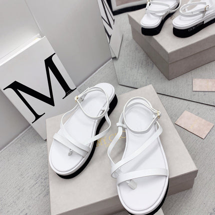 JIMMY CHOO 26S FLATFORM SANDALS 50 MM IN WHITE CALFSKIN