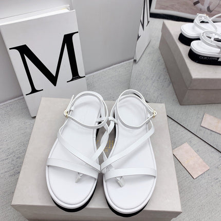 JIMMY CHOO 26S FLATFORM SANDALS 50 MM IN WHITE CALFSKIN