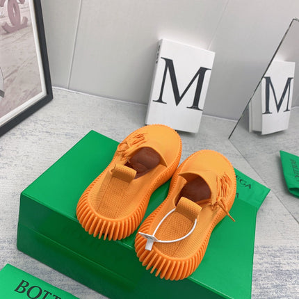 BOTTEGA VENETA 26S SLIP-ONS IN ORANGE FABRIC WITH RUBBER SOLE