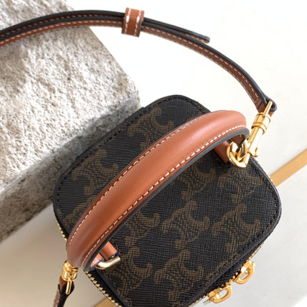 TRIOMPHE 9 CALFSKIN BLACK PATTERN BOX BAG