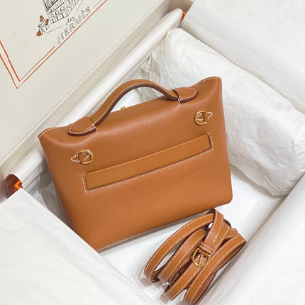 MINI 24/24 21CM IN ORANGE MINIMUM EVERCOLOR CALFSKIN GOLD KELLY BUCKLE