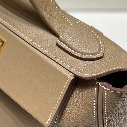 MINI 24/24 29CM IN TOGO ETOUPE EVERCOLOR CALFSKIN GOLD KELLY BUCKLE