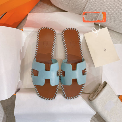 0RAN SANDAL Braided Calfskin BLUE SKY