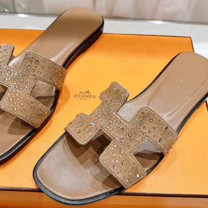 0RAN SANDAL CARAMEL LAMBSKIN ATTACH CRYSTALS