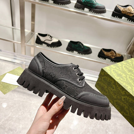 GUCCI 26S LACE-UP SHOES IN BLACK GG CANVAS