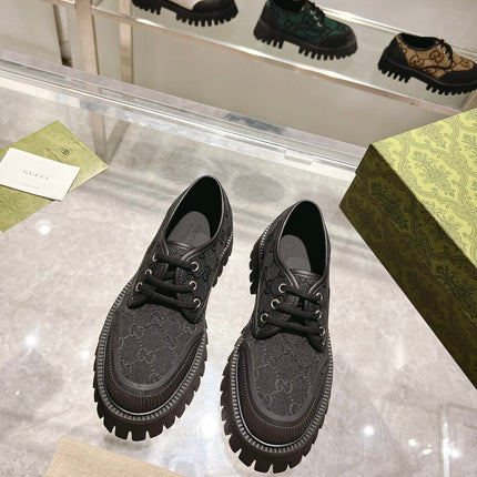 GUCCI 26S LACE-UP SHOES IN BLACK GG CANVAS