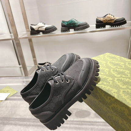 GUCCI 26S LACE-UP SHOES IN BLACK GG CANVAS