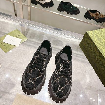GUCCI 26S LACE-UP SHOES IN BLACK VELVET STYLE 4