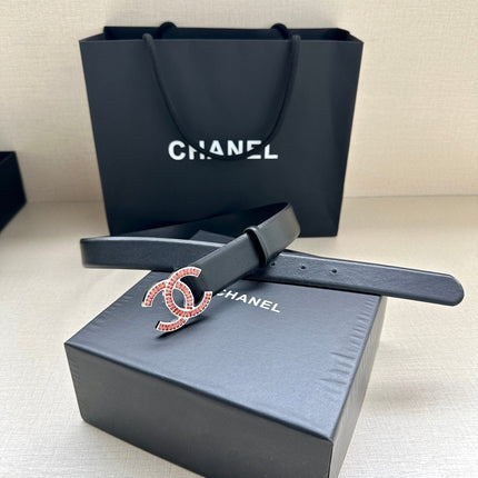 CHANEL 25S BELT 30 MM IN BLACK CALFSKIN 616968