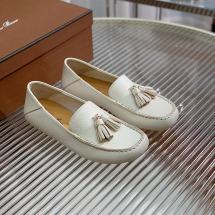 LP DOT SOLE WALK LOAFERS WHITE LAMBSKIN