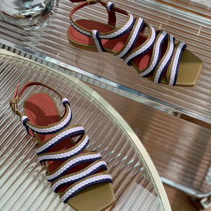 LP SPRIGHTLY CHARMS SANDAL WHITE AND OLIVE CALFSKIN