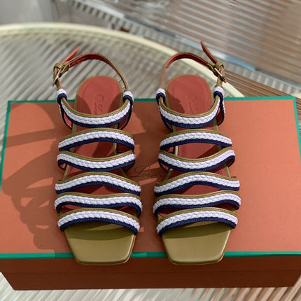 LP SPRIGHTLY CHARMS SANDAL WHITE AND OLIVE CALFSKIN