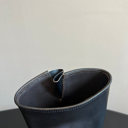 MIUMIU 26S KNEE-HIGH BOOTS IN BLACK CALFSKIN SILVER HARDWARE
