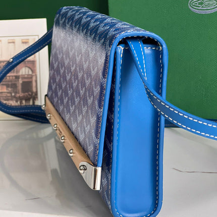 MONTE-CARLO PM CLUTCH 25 IN SAPPHIRE BLUE GOYARDINE CANVAS