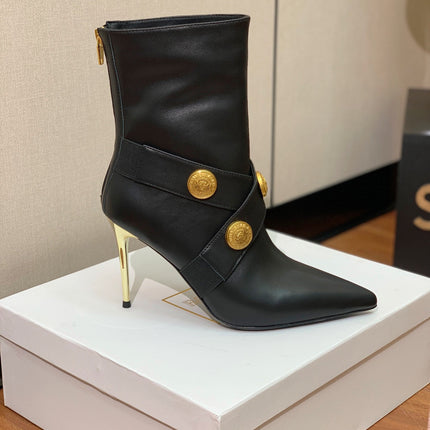 BALMAIN 26S BOOT 105 MM IN BLACK CALFSKIN WITH GOLD HARDWARE STYLE 2