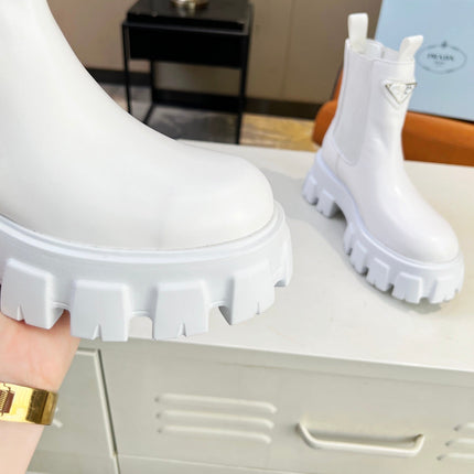 PRA MONOLITH BRUSHED BOOTIES 55 WHITE CALFSKIN