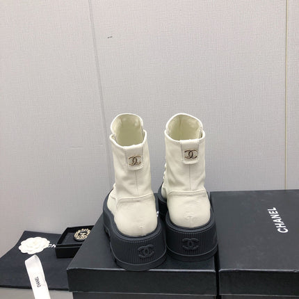 MARTIN SHORT BOOTS WHITE MIX BLACK LAMBSKIN