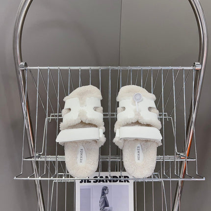 HM 26S SANDAL IN WHITE WOOL AND CALFSKIN