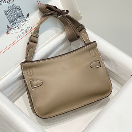 HM JYPSIERE SHOULDER BAG 23 IN WOOD BROWN CALFSKIN SILVER HARDWARE