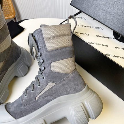 STORM COMBAT BOOTS 80MM IN GREY SUEDE AND RUBBER