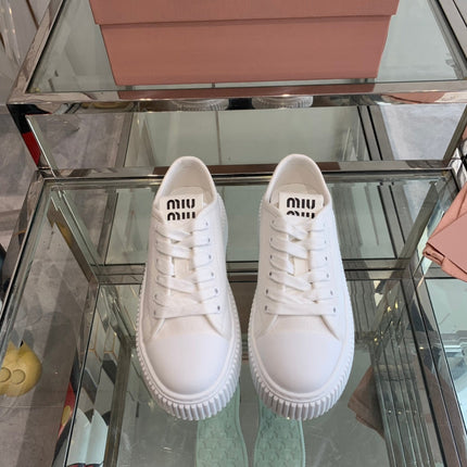 Sneakers High Sole White Canvas