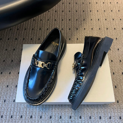 CELINE 26S LOAFER IN BLACK CALFSKIN WITH GOLD HARDWARE STYLE 3