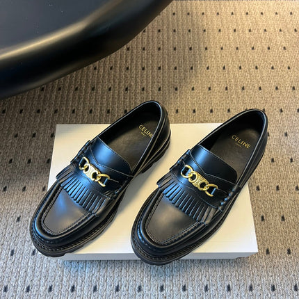 CELINE 26S LOAFER IN BLACK CALFSKIN WITH GOLD HARDWARE STYLE 2