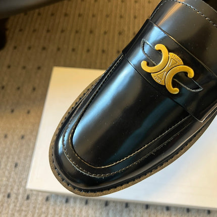 CELINE 26S LOAFER IN BLACK CALFSKIN WITH ARC DE TRIOMPHE BUCKLE