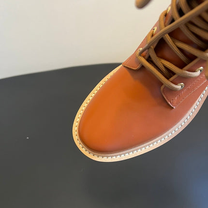 CELINE 26S MARGARET COMBAT BOOT 45 MM IN BURNT ORANGE CALFSKIN
