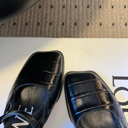 LOEWE 26S ONDA MULE 45MM IN BLACK EMBOSSED CROCODILE CALFSKIN