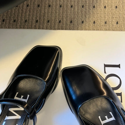 LOEWE 26S ONDA MULE 45MM IN BLACK GLOSSY CALFSKIN