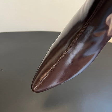 BOTTEGA VENETA 26S POINTED-TOE BOOTS 50 MM IN DARK BROWN CALFSKIN