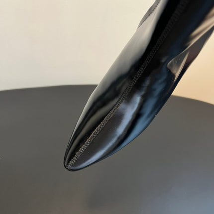 BOTTEGA VENETA 26S POINTED-TOE BOOTS 50 MM IN BLACK CALFSKIN