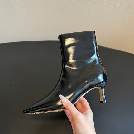 BOTTEGA VENETA 26S POINTED-TOE BOOTS 50 MM IN BLACK CALFSKIN