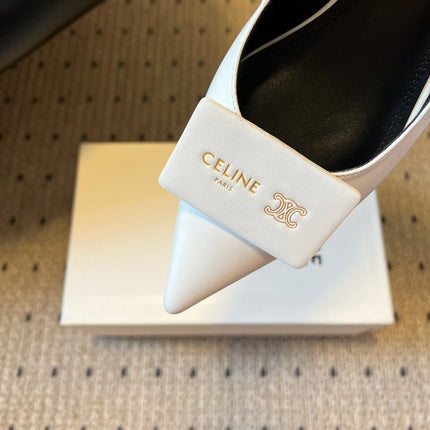 CELINE 26S HIGH-HEEL SLINGBACK 45 MM IN WHITE CALFSKIN