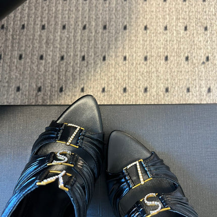 YSL 26S HEELED SANDALS 100 MM IN BLACK LAMBSKIN
