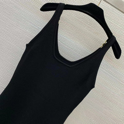 VERSACE RIBBER STRETCH BLACK KNIT DRESSSZ