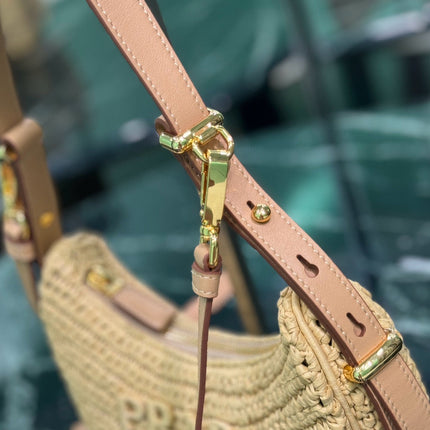PRA MOON SHOULDER BAG 22 IN BEIGE RAFFIA