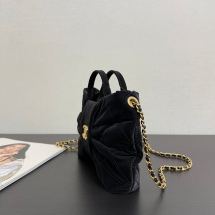 CHANEL MINI BOW BAG 26 IN BLACK VELVET WITH GOLD HARDWARE