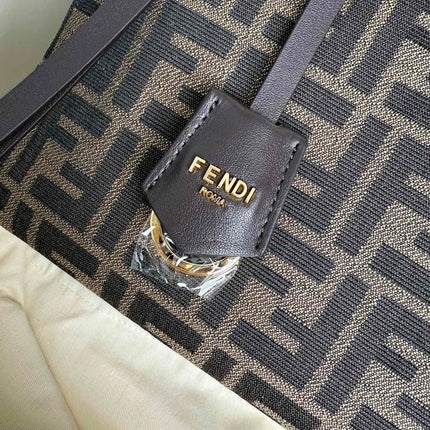 FENDI BY THE WAY SOFT MEDIUM BAG 20 IN BROWN FF JACQUARD FABRIC