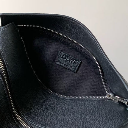 LOEWE SMALL PUZZLE BUMBAG 24 IN BLACK GRAINED CALFSKIN