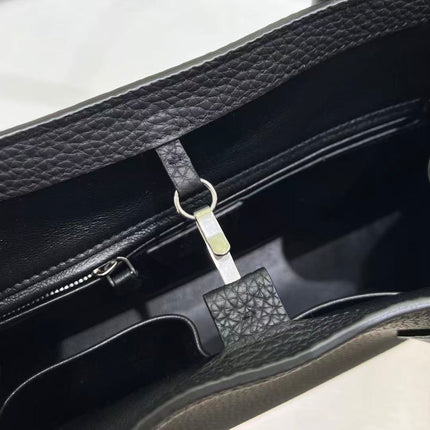 THE ROW ALGER GEOMETRIC SHOULDER BAG 39 IN BLACK CALFSKIN