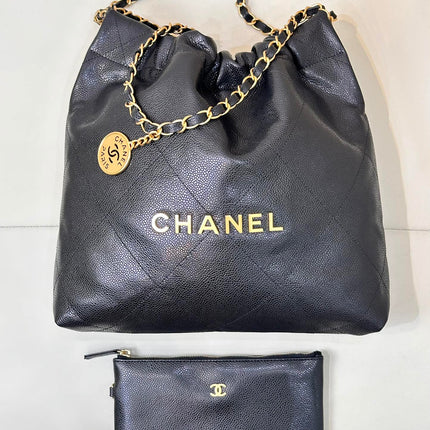 CHANEL 26S DRAWSTRING SHOULDER BAG 35 IN BLACK CAVIAR CALFSKIN