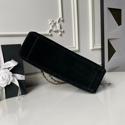 CHANEL 26S CLASSIC FLAP BAG IN BLACK VELVET SUEDE