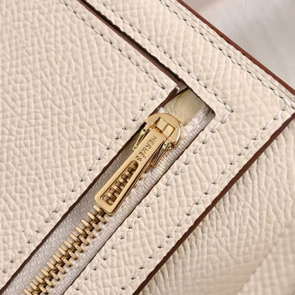 BEARN LONG 17 WALLET IN BEIGE CREAM EPSOM WITH GOLD HARDWARE